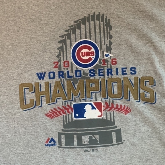 Chicago Cubs 2016 MLB Baseball World Series Champions Gray Tee Size L NWT - Picture 3 of 5